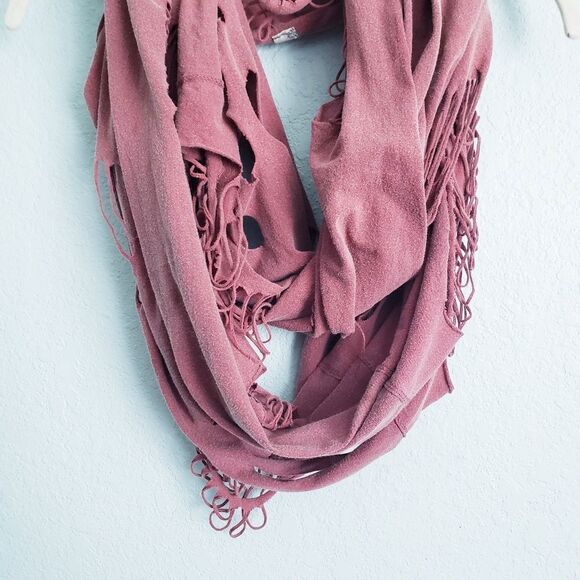 Free People Rose Mauve Distressed Infinity Scarf - Picture 2 of 5